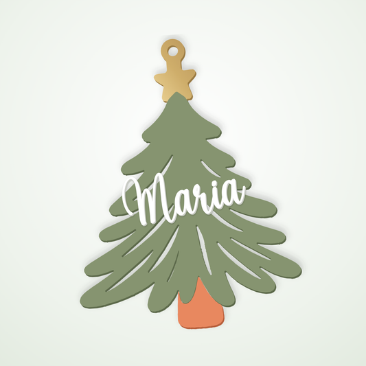 Christmas tree ornament with the name Maria in white letters